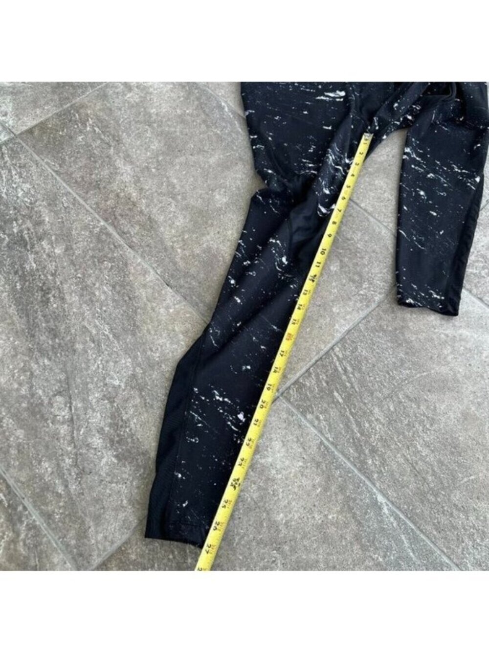 Varley Windsor Tights Leggings Size XS Black Marble Mesh Panels - Picture 5 of 10